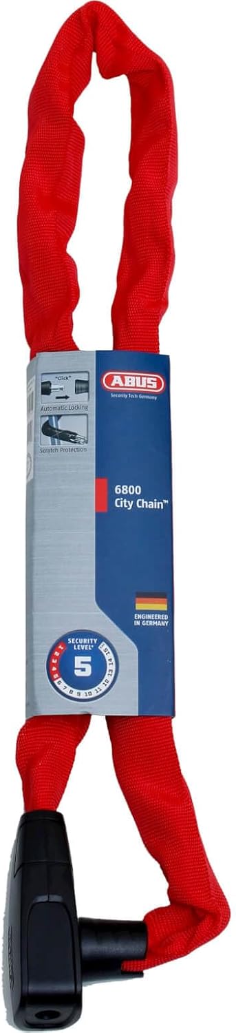 ABUS Kettenschloss CityChain 6800 - Fahrradschloss aus gehärtetem Stahl - mit Textilschlauch und pra