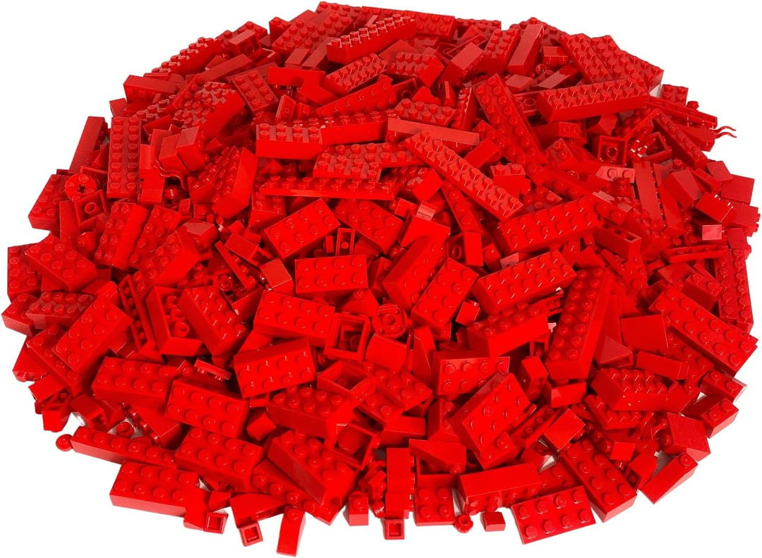 LEGO - 100 Legosteine in verschiedenen Grössen - Seltene Steine enthalten! - Neuware (Rot)
