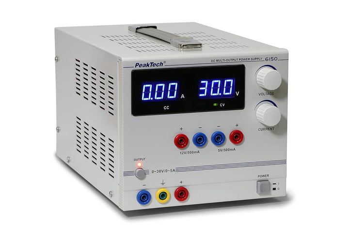 PeakTech Digtial Labornetzteil - Labornetzgerät 0-30V / 0-5A DC, stabilisiert, linear regelbar, 1 St