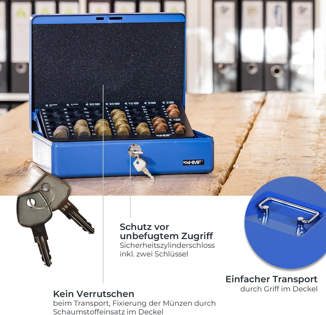 HMF 10015-05 Geldkassette Geldzählkassette 30 x 24 x 9 cm, Blau