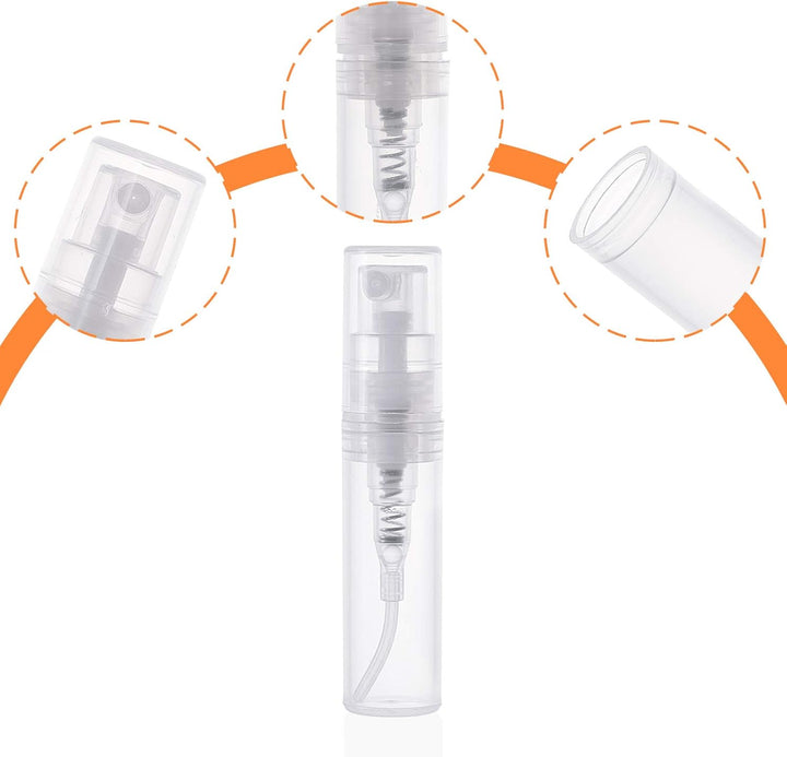 BENECREAT 80PCS 2ml Mini Sprühflaschen Durchsichtiger, leerer Parfümzerstäuber aus klarem Kunststoff