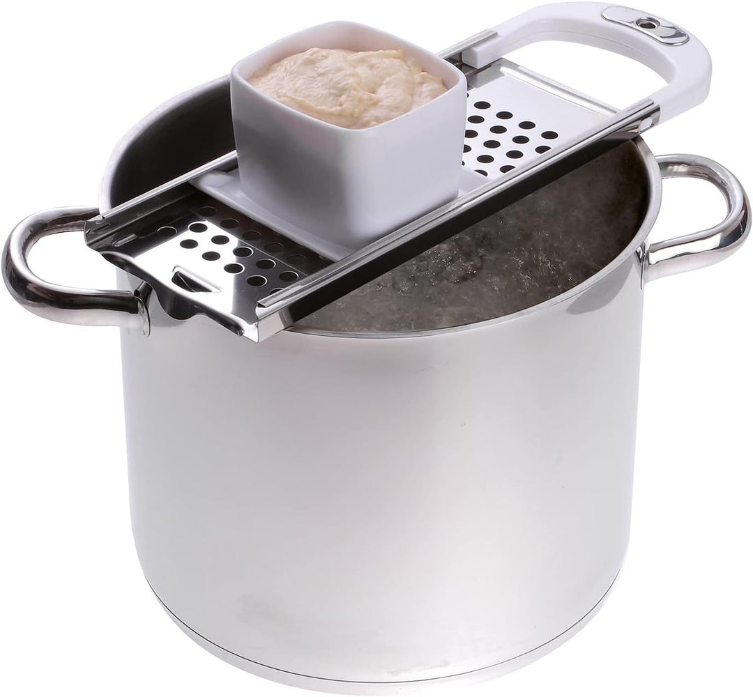 Westmark Spätzle-Set, 2tlg., 1 Spätzlehobel mit Teigschlitten, Knöpfle + 1 Schöpflöffel, Gentle, Ros
