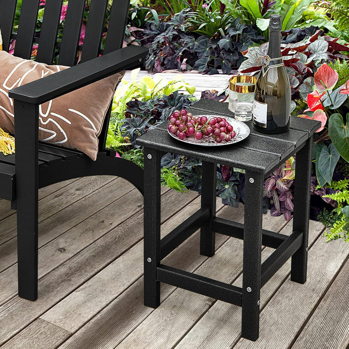 COSTWAY Beistelltisch, Kleiner Gartentisch aus UV-beständigem Kunststoff, Balkontisch wetterfest, fü