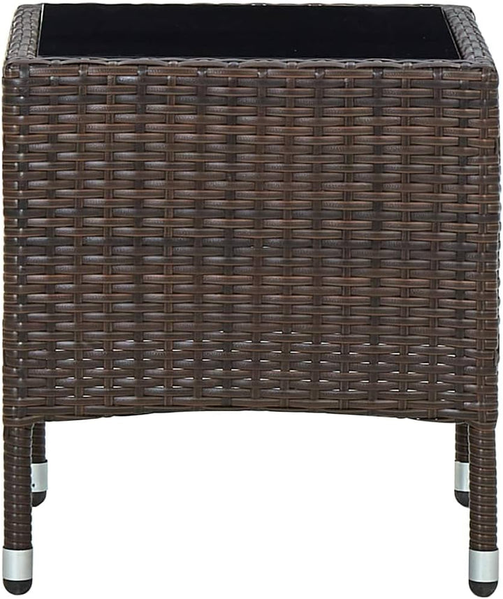 FIRBNUS 40x40x45 cm Teetisch mit Glas Tischplatte Balkontisch Terrassentisch Gartentisch Dining Tabl