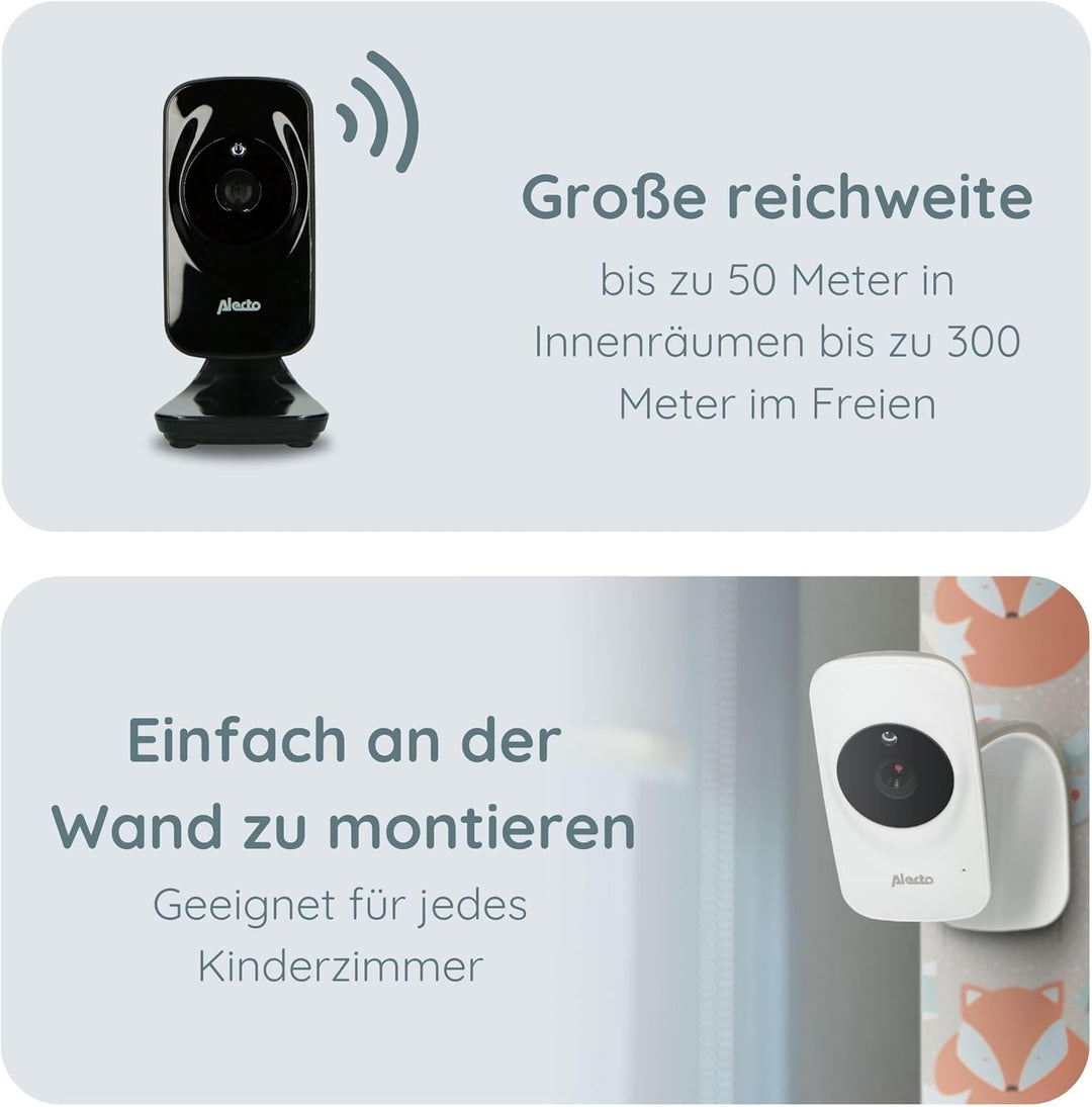 Alecto DVM71BK - Babyphone mit Kamera mit 2.4"-Farbdisplay - Babyfon - Digital Überwachungskamera mi