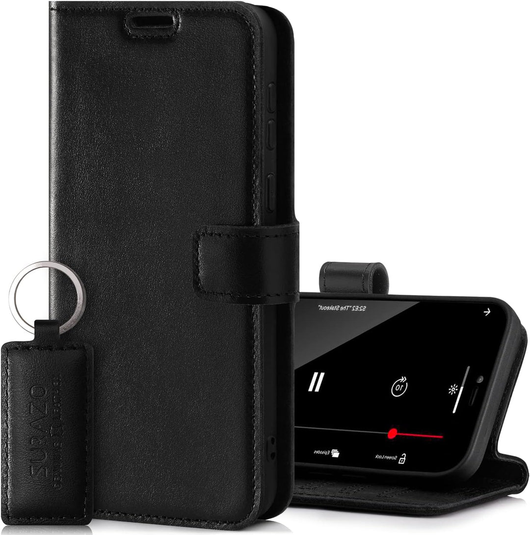 SURAZO Premium Handyhülle für Xiaomi 12 Pro 5G Hülle Leder – Klappbare Echtleder Schutzhülle [Standf