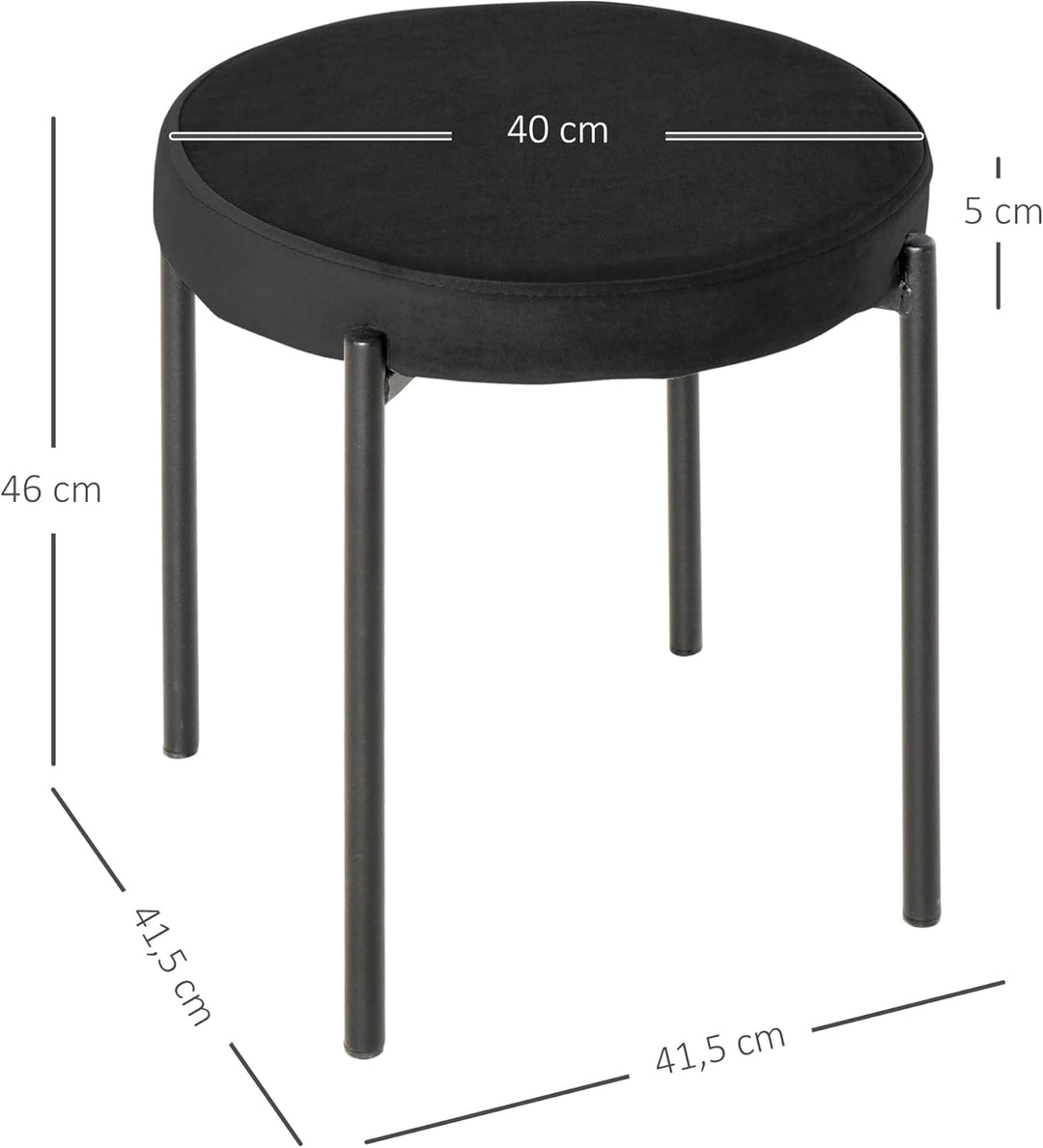 HOMCOM 4er-Set Esszimmerhocker Esszimmerstühle Stapelbar Thekenhocker mit gepolstertem Sitz Rundhock