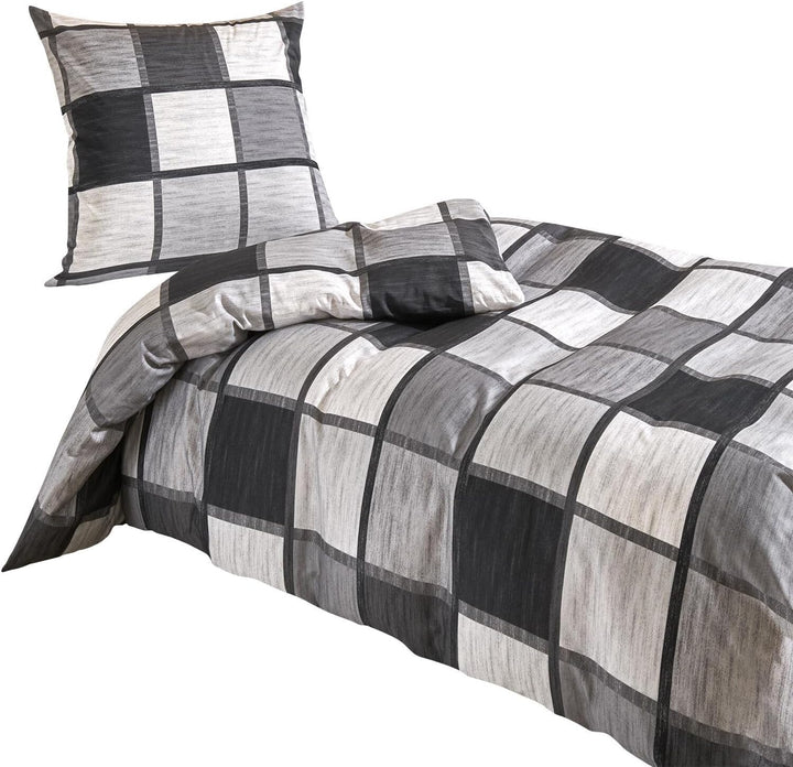 Traumschlaf Mako-Satin Bettwäschegarnitur Verso 1 Bettbezug 155 x 200 cm + 1 Kissenbezug 80 x 80 cm,