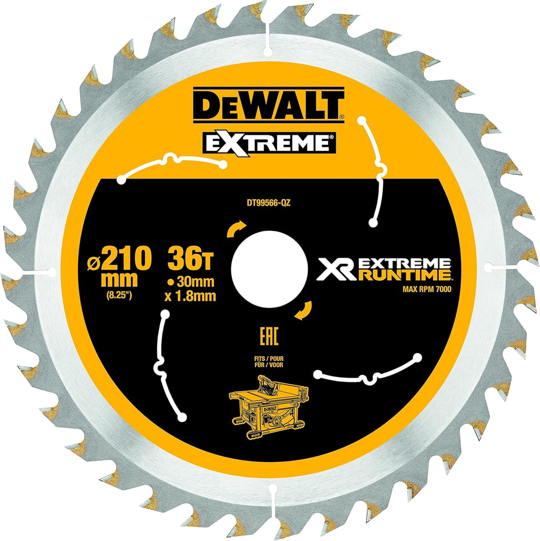 Dewalt XR Extreme Runtime Kreissägeblatt DT99566 (210/30 mm, 36 WZ/FZ, 20°, für feine Schnitte, für