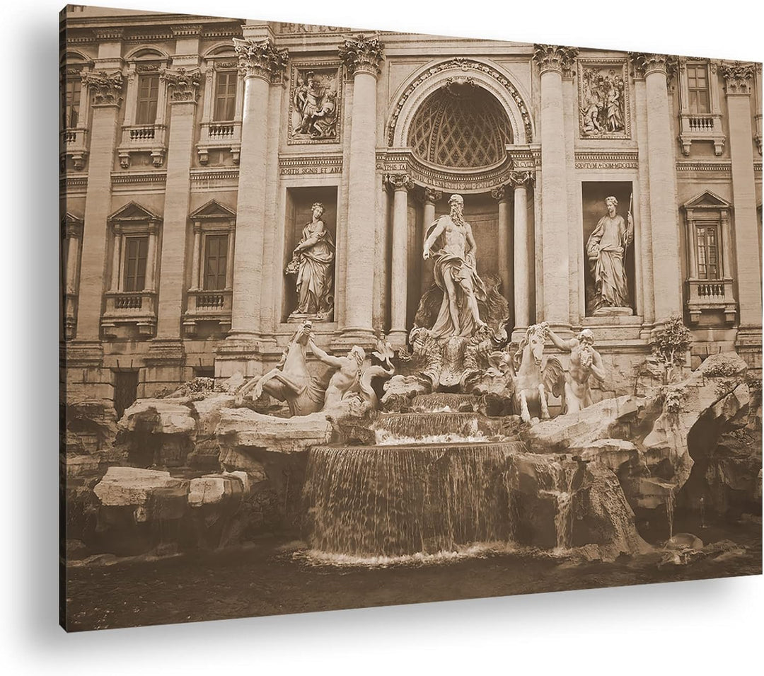 deyoli Trevi Brunnen in Rom Format: 120x80 Effekt: Sepia als Leinwandbild, Motiv fertig gerahmt auf
