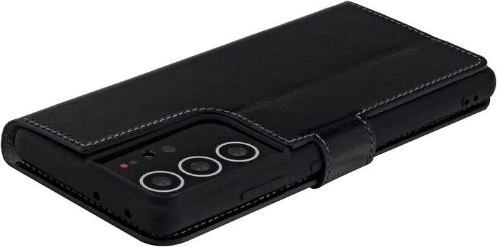 Suncase Book-Style Hülle kompatibel mit Samsung Galaxy S21 Ultra 5G Leder Tasche (Slim-Fit) Lederhül