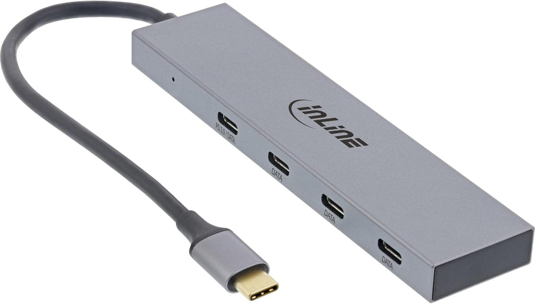 InLine® USB 3.2 Gen.2 Hub (10Gb/s), USB Typ-C zu 4 Port Typ-C (1 Port Power Through bis 100W), OTG,