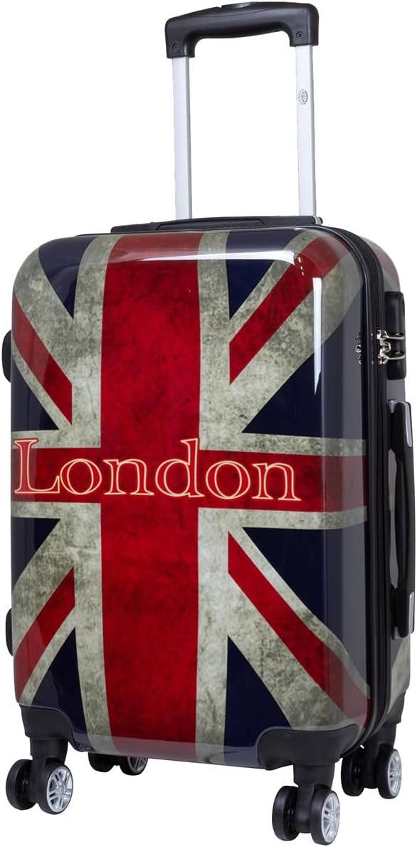 Bowatex Handgepäck Reisekoffer 55 cm London Union Jack Hartschalen Trolley 35 Li