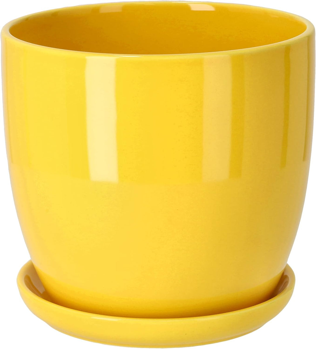 KOTARBAU® 2er Set Keramik Blumentopf Übertopf für Blumen Pflanzen ⌀ 13 cm mit Tropfschale Gelb