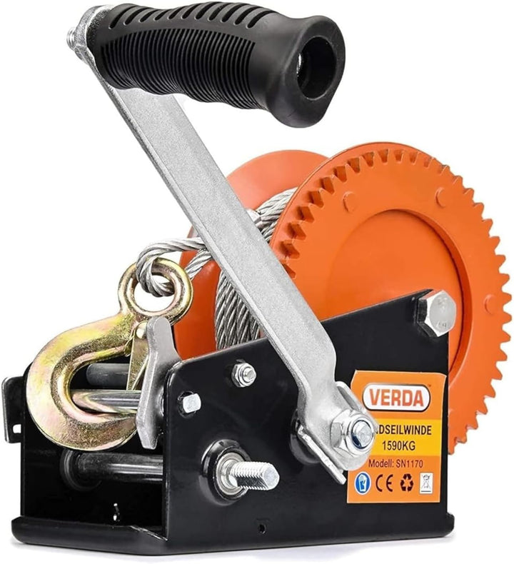 Seilwinde 1588kg 3500lbs Handseilwinde Bootswinde Winde Anhänger SN1170