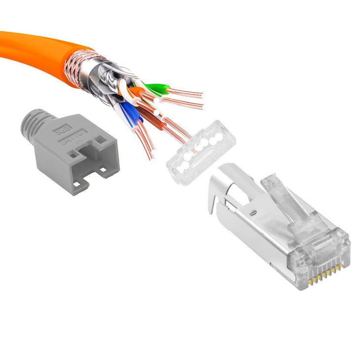 BIGtec RJ45 Stecker Netzwerkstecker 25 Stück Hirose TM11 grau Hochgeschwindigkeits Verbindung für Fa
