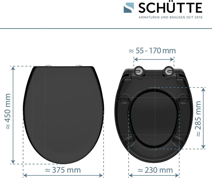 SCHÜTTE WC-Sitz mit Absenkautomatik | Abnehmbarer Klodeckel aus bruchsicherem Duroplast | Innovative