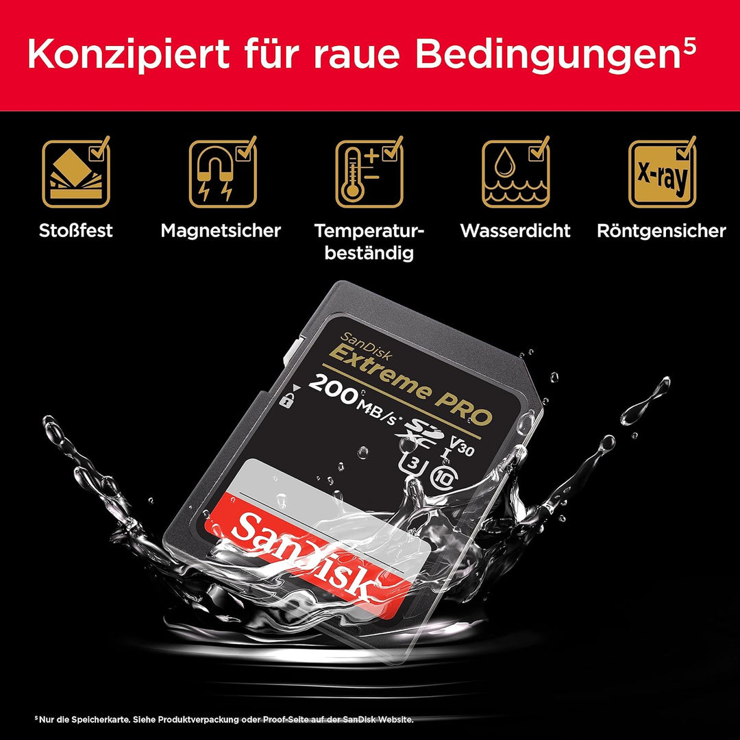 SanDisk Extreme PRO SDXC UHS-I Speicherkarte 128 GB (V30, Übertragungsgeschwindigkeit 200 MB/s, U3,