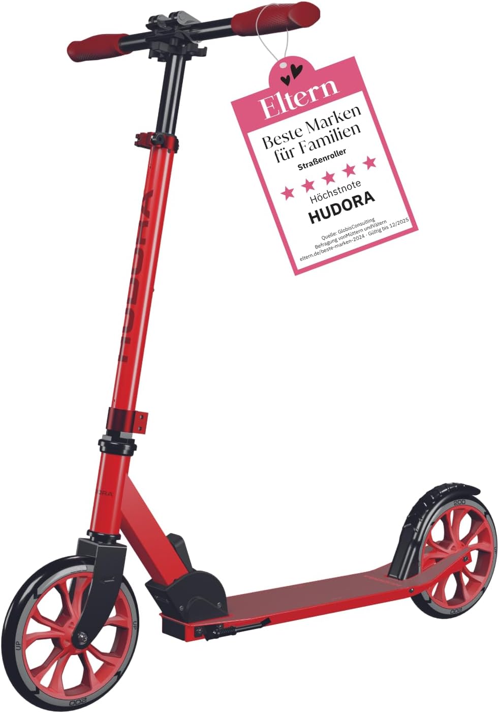 HUDORA Scooter Up 200 - Geräuscharmer Aluminium-Roller für bis zu 100kg - Höhenverstellbarer & zusam