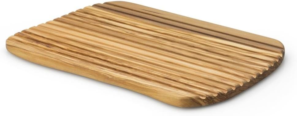 Continenta Brotschneidebrett, Tranchierbrett, Schneideblock, aus Olivenholz, 37 x 25 x 1,6 cm