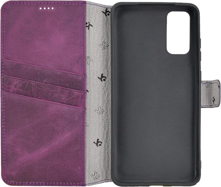 Suncase Book-Style Hülle kompatibel mit Samsung Galaxy S20 Leder Tasche (Slim-Fit) Lederhülle Handyt
