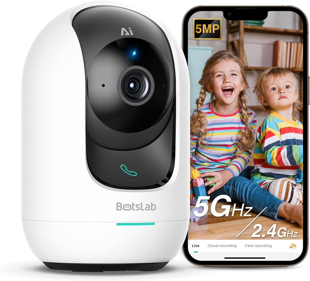 BOTSLAB 5MP Überwachungskamera Innen, 3K Babyphone mit Kamera, 2.4Ghz/5Ghz WLAN IP Kamera mit Bewegu