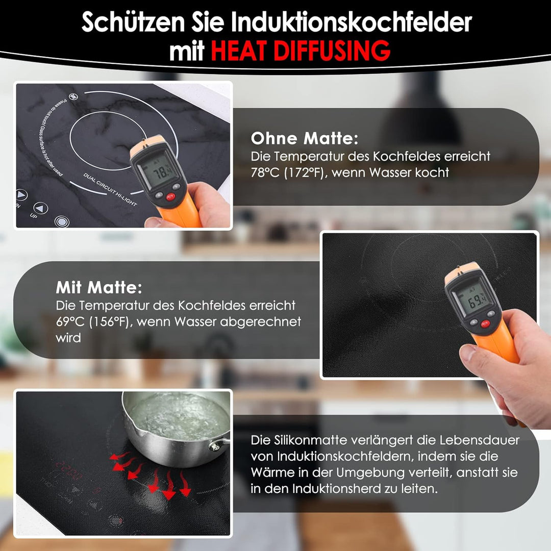 KitchenRaku Grosse Induktion schutzmatte 52x78cm, Transluzent Silikon Induktionskochfeld Schutzmatte