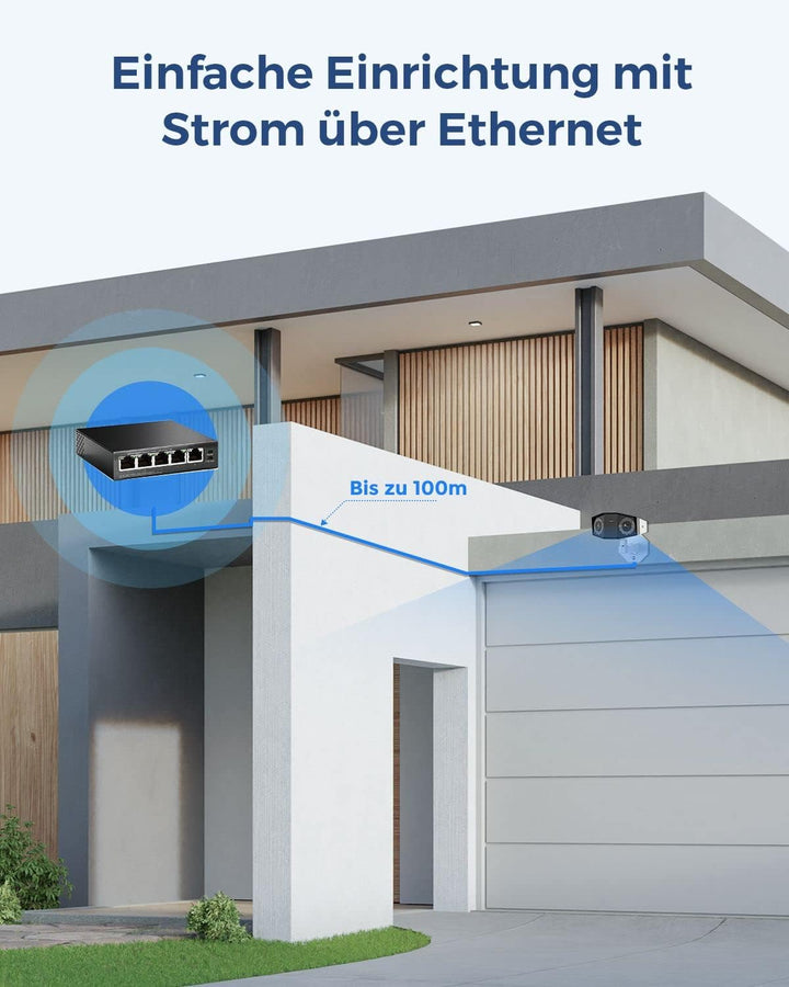 Reolink 4K Dual-Lens überwachungskamera aussen mit 180° Sichtwinkel, Outdoor IP-Kamera, Person/Fahrz