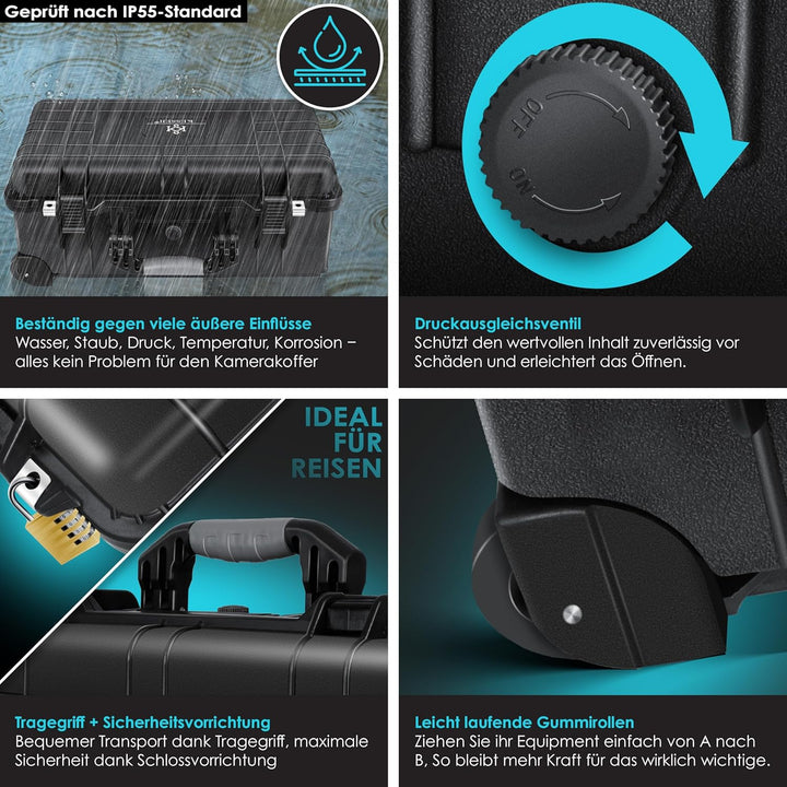 KESSERยฎ Kamerakoffer Transportkoffer Fotokoffer Werkzeugkoffer mit Schaumstoff, Hartschalen-Universa