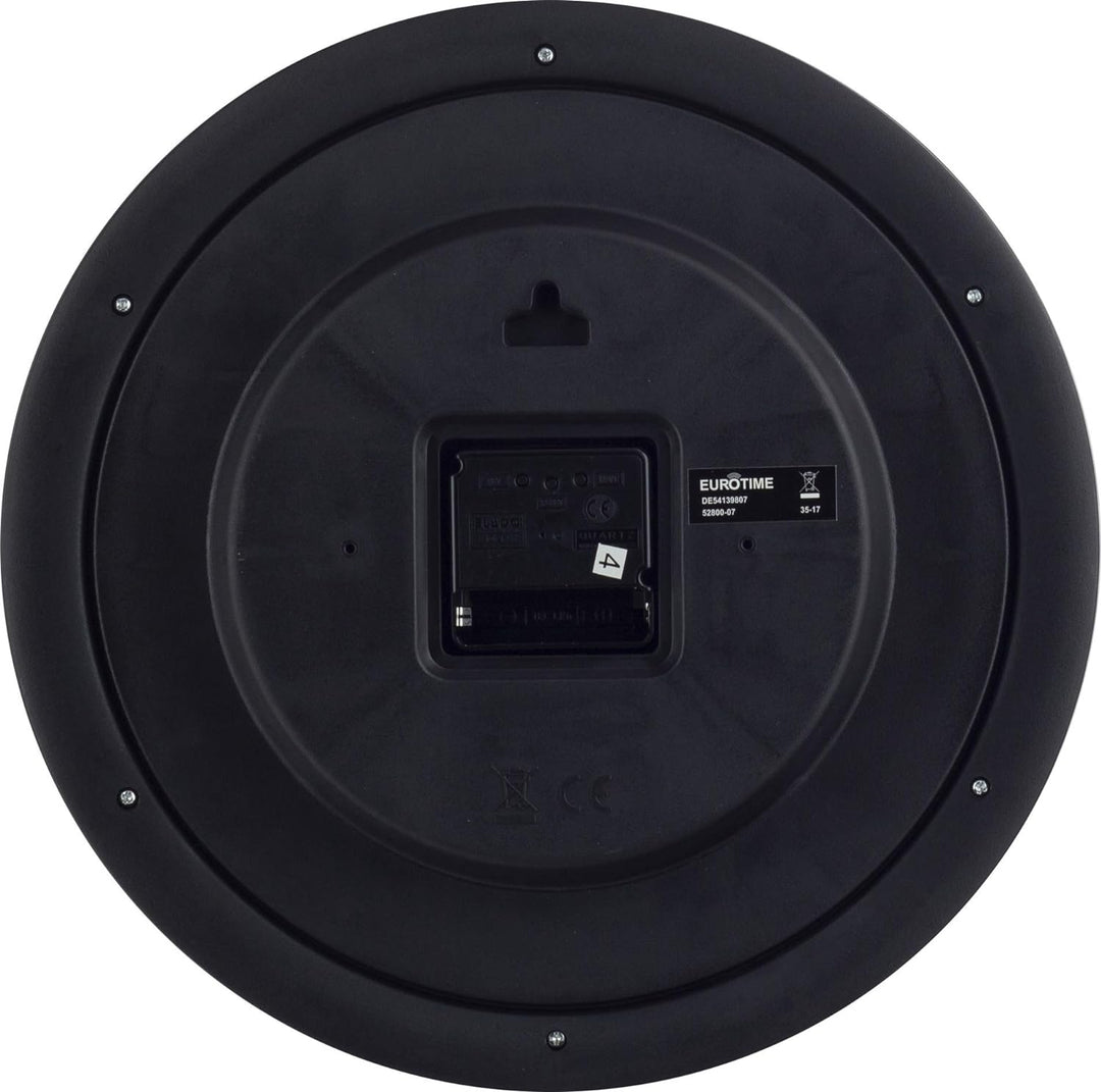 Eurotime Funkwanduhr, 30 cm, Rot, Kunststoffgehäuse, gewölbtes Echtglas, automatische Zeitein- und Z