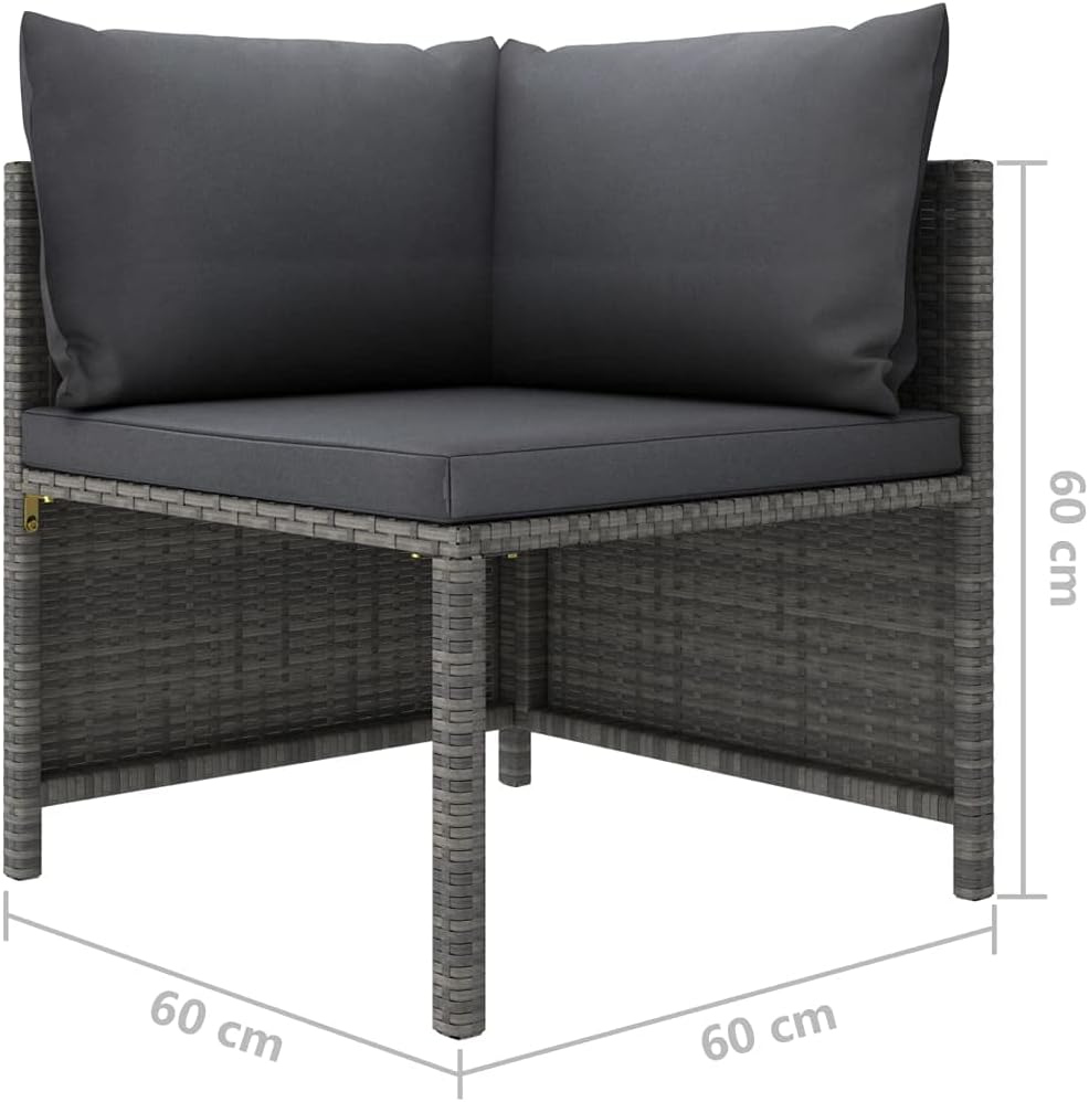 vidaXL Gartenmöbel 3-TLG. mit Kissen Mittelsofa Ecksofa Sofa Lounge Gartenset Gartensofa Garten Garn