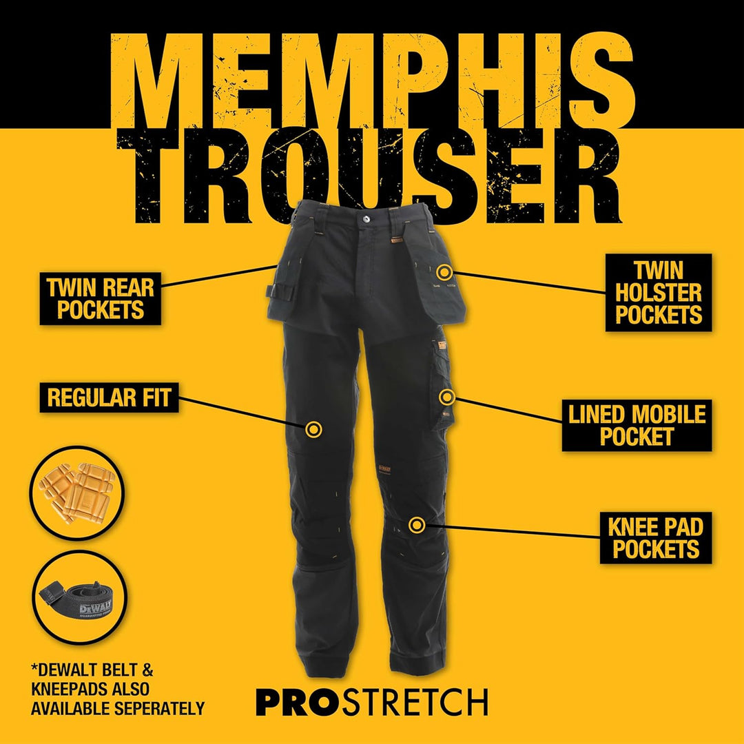 DeWalt Herren Dewmem3829-tb Memphis Holsterhose, Taille 96,5 cm, Beinlänge 73,7 cm, schwarz/grau, 38