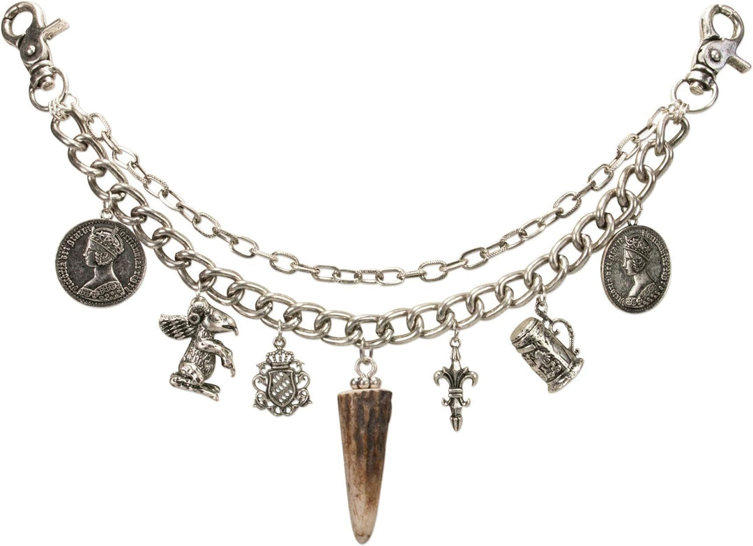 Alpenflüstern Trachten-Charivari Vinzenz - Hochwertiger Herren-Trachtenschmuck mit Trophäen-Anhänger