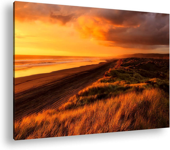 deyoli Neuseeland Küste Format: 100x70 als Leinwandbild, Motiv fertig gerahmt auf Echtholzrahmen, Ho