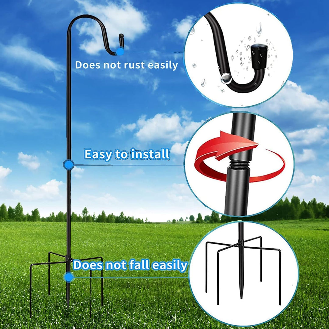 XRR Schäferhaken 2 Stück Shepherd's Hooks mit 5 Zinken 96 cm/37 inch Hirtenhaken Metall Gartenstab f