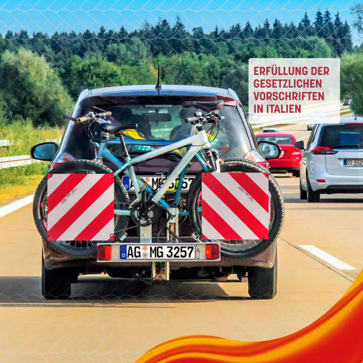 MAGMA Warntafel für hinten, Italien. Für Fahrradträger, Heckträger, Anhänger, Warnschild für Wohnwag