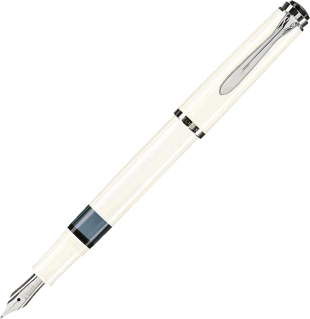 Pelikan Füllhalter Classic 205, Weiss, Feder B (breit), hochwertiger Kolbenfüller im Geschenk-Etui,