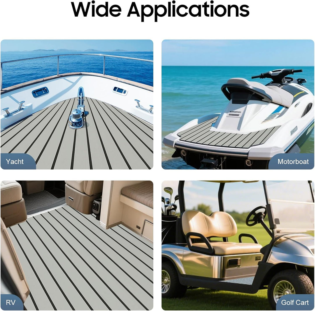 BJTDLLX Eva Schaum Teak Decking Boots Bodenbelag Selbstklebend rutschfeste Matten Blatt Bootsfussbod