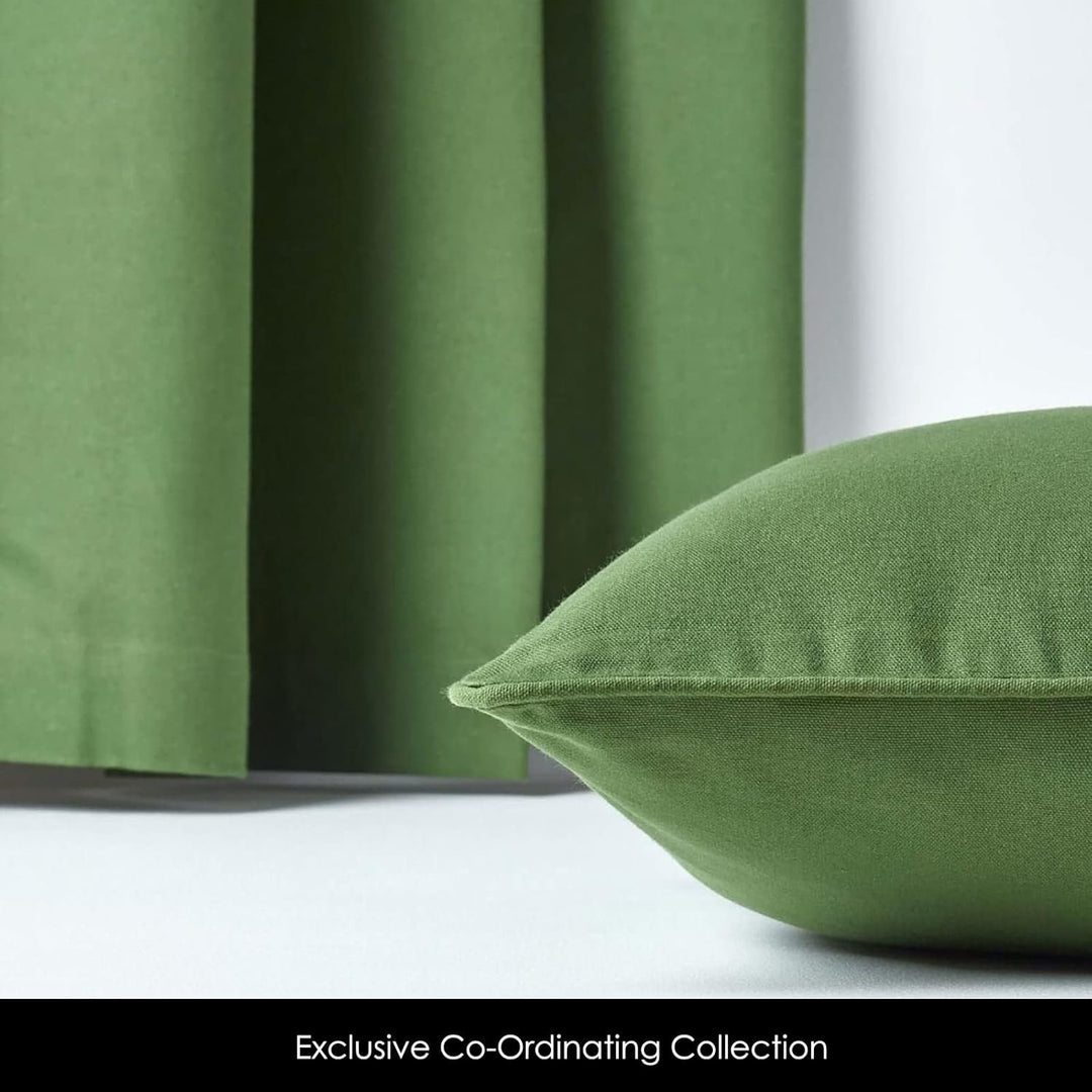 Homescapes 2er Set eifarbige Ösen Gardinen je B137 x L182 cm aus 100% Baumwolle, blickdichte Vorhäng