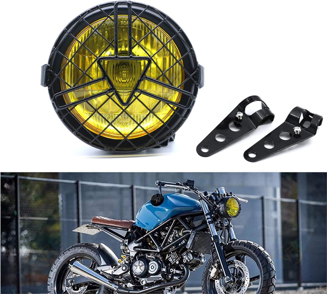 evomosa Universal Motorrad Frontscheinwerfer, 6'' Halogen Scheinwerfer mit Lampenschirmabdeckung Ret