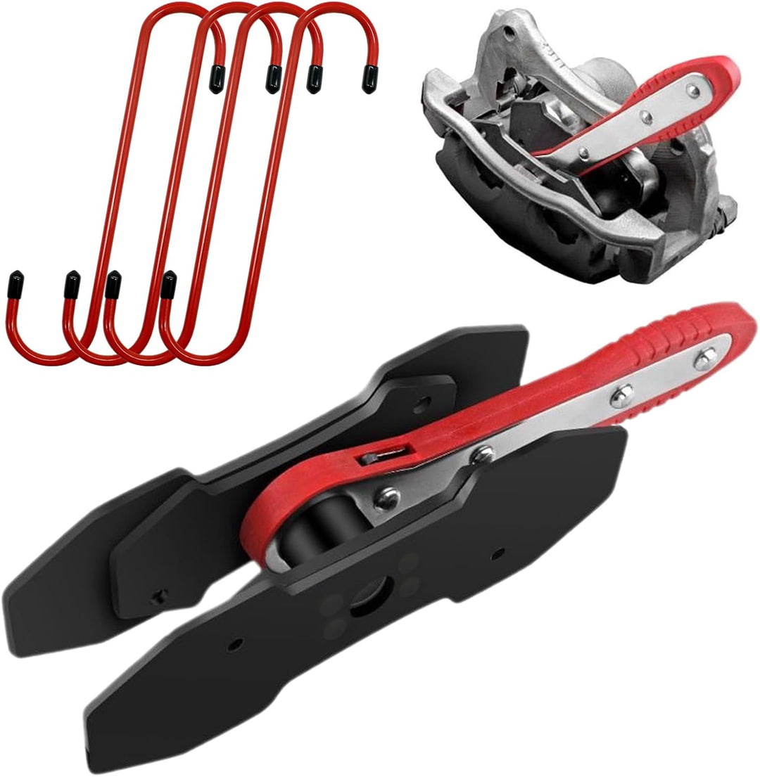 CHANG QI Bremssattelwerkzeug Ratschen Bremskolben-Rückstell-Werkzeug mit 2 Stahlplatten und 4 S Hake