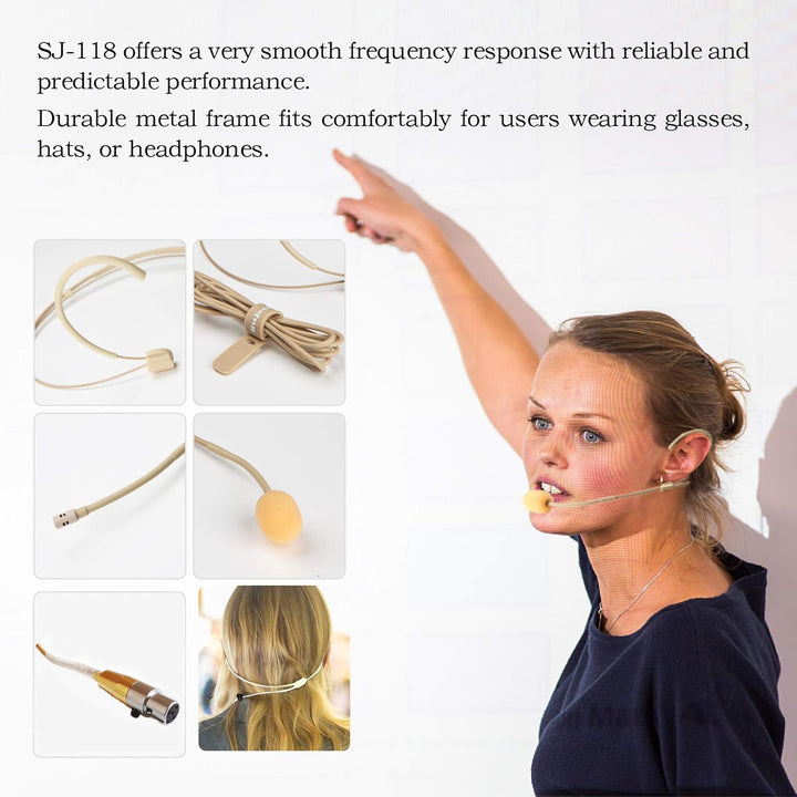 Sujeetec Headset Mikrofon Stirnband mic für Shure kabellos Bodypack Transmitter Taschensender - Idea