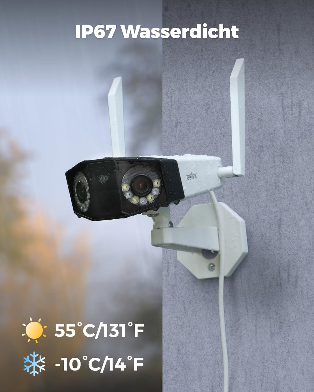 Reolink 4K Dual-Lens WLAN Überwachungskamera Aussen, 180° Ultra-Weitwinkel, Person-/Fahrzeug-/Hausti
