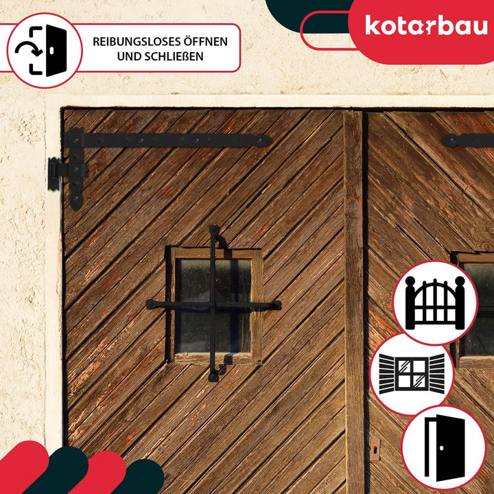 KOTARBAU® Winkelband 800 x 50 mm Set 4x Kloben + 4x Winkelscharnier für Tore Pforten Dekorativ, 800