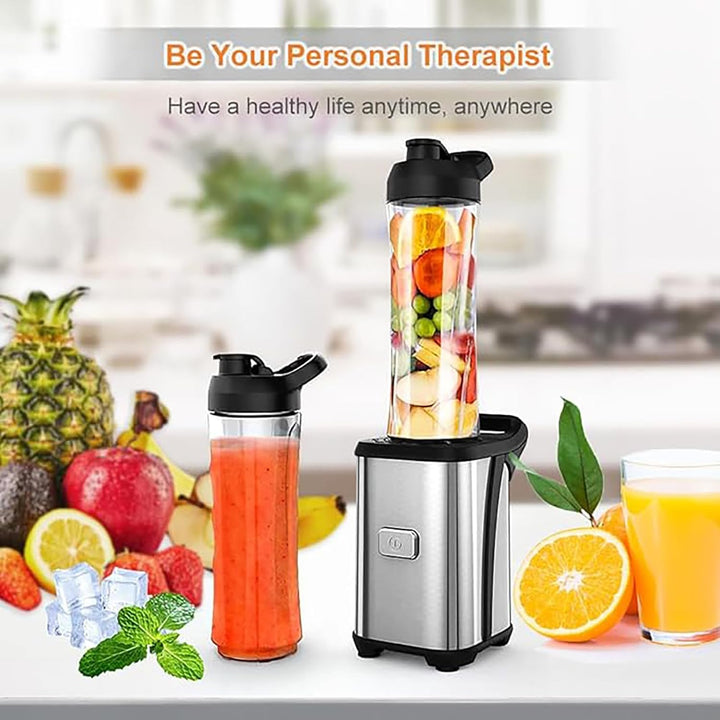 Enfmay Mixer Smoothie Maker - 350W Smoothie Mixer to Go mit 2x600ml Flaschen - Tragbarer Edelstahl B