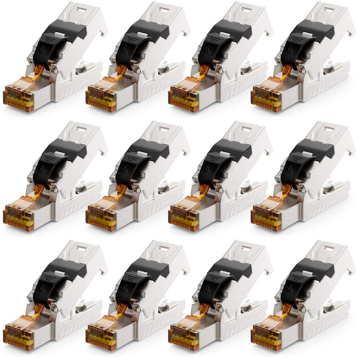 deleyCON 12x CAT 6a Netzwerkstecker RJ45 mit LSA Anschluss Werkzeuglos für Starre Verlegekabel LAN K