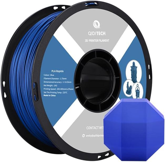 QIDI TECH PLA Rapido Filament 1.75mm, 3D Drucker Filament PLA, geeignet für Hochgeschwindigkeitsdruc