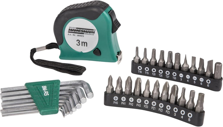 Brüder Mannesmann Werkzeuge M29032 Werkzeugkoffer, 47-teilig, Grün (Matt), (L x B x H) 335 x 335 x 1