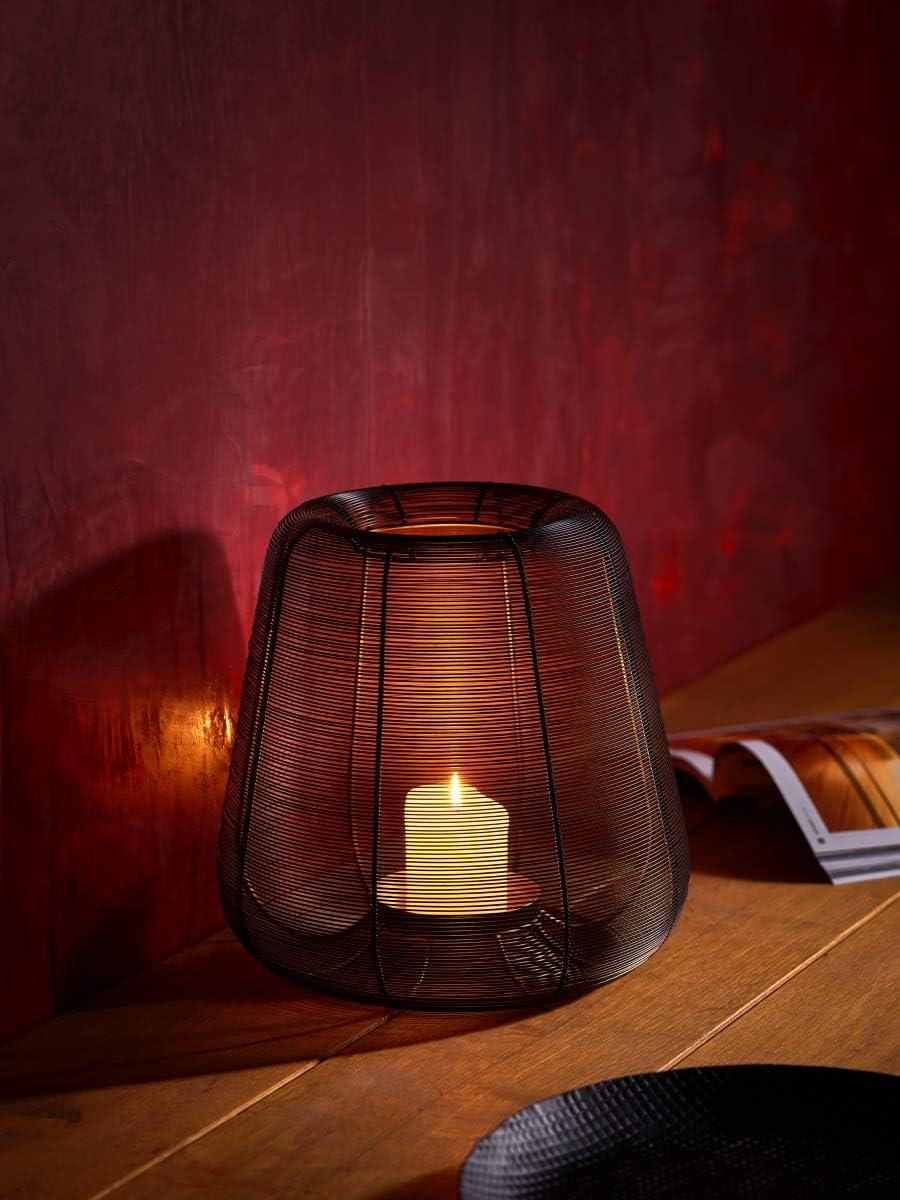 Philippi - Luanda Windlicht - 26 cm hoch - filigranes Dekolicht mit Goldbeschichtung auf der Innense