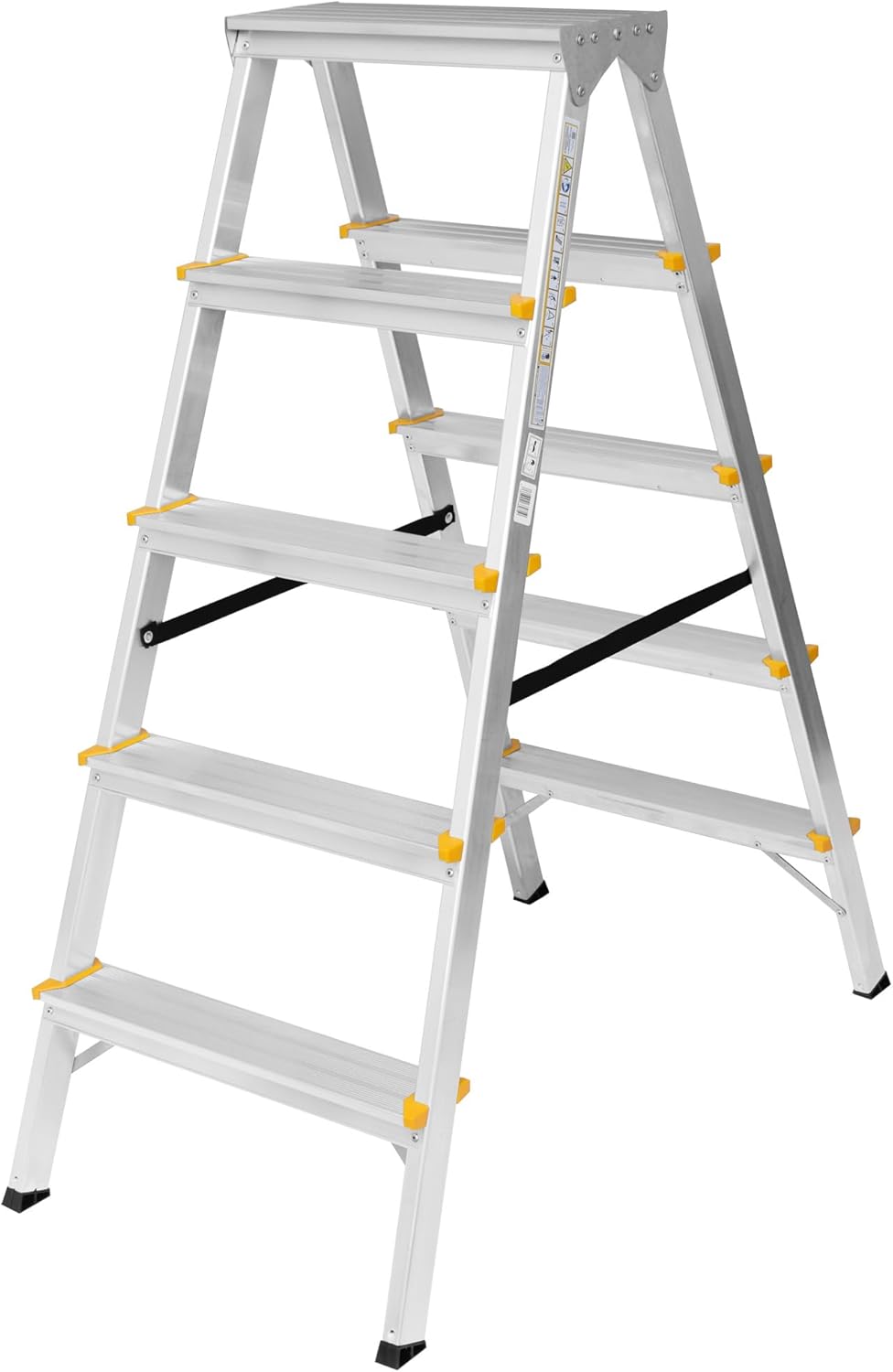 Zweiseitige Aluleiter Klappleiter Haushaltsleiter 2x5 Stehleiter Tragkraft 150kg TÜV | 5 Stufen / 15